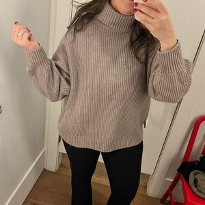 Gap Cozy Rib-Knit Taupe Turtleneck Sweater- XL